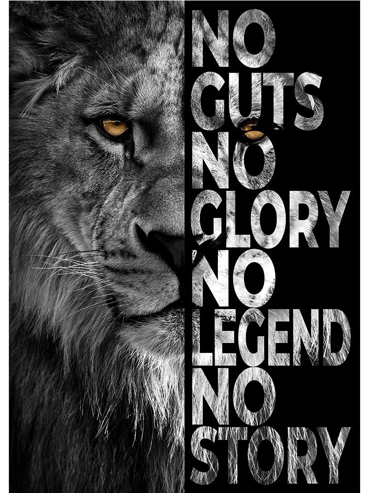 Inspirational Quote Black and White Lion Poster Nordic Canvas Painting Animal Wall Art Picture For Modern Home Living Room Decor