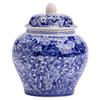 Creative Blue and White Porcelain Tea Canister Moisture-Proof Sealed Storage Jar Artistic Floral Ceramic Jar Storage Container