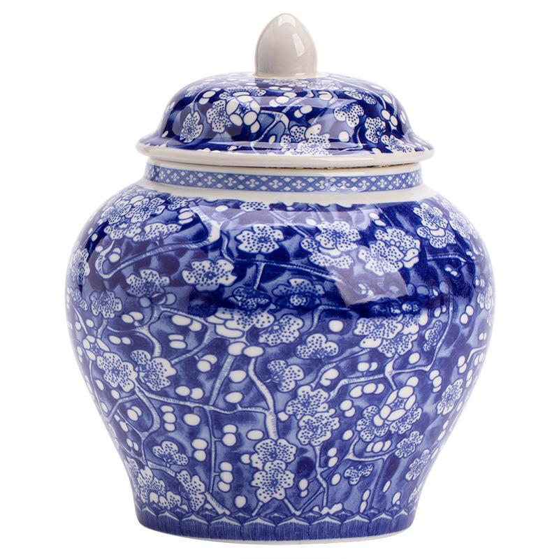 Creative Blue and White Porcelain Tea Canister Moisture-Proof Sealed Storage Jar Artistic Floral Ceramic Jar Storage Container