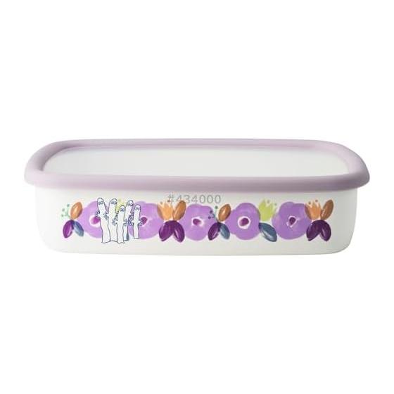 Fuji Enamel Moomin Flower Garden Shallow Square Container L