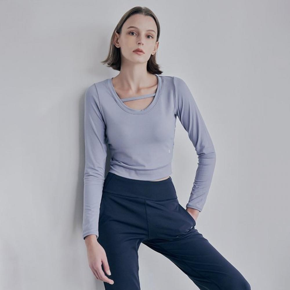Huit Round Neck Crop Long Sleeve Tee Htwtl2i02t GB/S