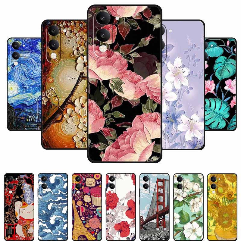 For Vivo iQOO Z10 Lite 5G Case I2409 3D Emboss Relief Flowers Soft Silicone Cases For Vivo iQOO Z 10 Lite Case 6.74" Funda Shell