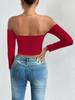 Solid Off-shoulder T Shirt Basic Long Sleeve Crop Top Women T-shirt Casual Tank Top Slim Female Crop Top Fashion Tee Shirt Y2k Streetwear