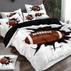 3pcs White Bedding Set Rugby 3D Printed Cozy Duvet Cover King Queen Twin Size Birthday Gift for Adult Boy Kid Bedroom Decoration