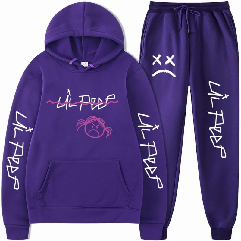 Mens Streetwear Hooded Sweatshirt Pants Set Casual Outfit Trendy Urban Style