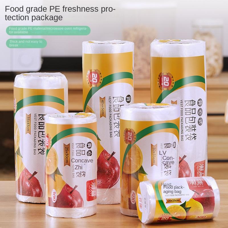 100PCS 3 Sizes Food Storage Bags with Handle Keep Fresh Transpare Roll Fresh-keeping Plastic Bags of Vacuum Food Saver Bag