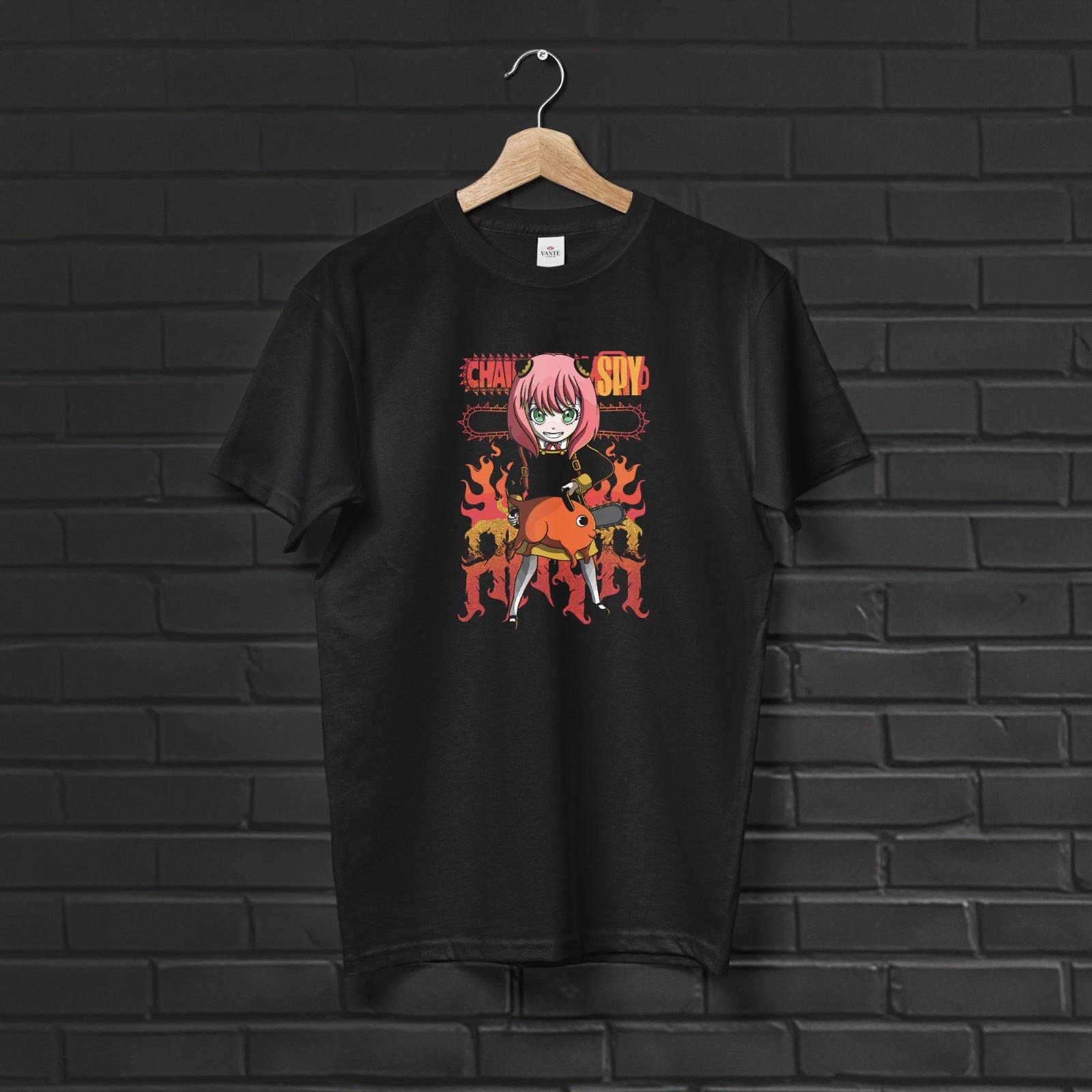 

Anya Forger Pochita Crossover T-Shirt Graphic Tee Mens Unisex Cotton Streetwear S