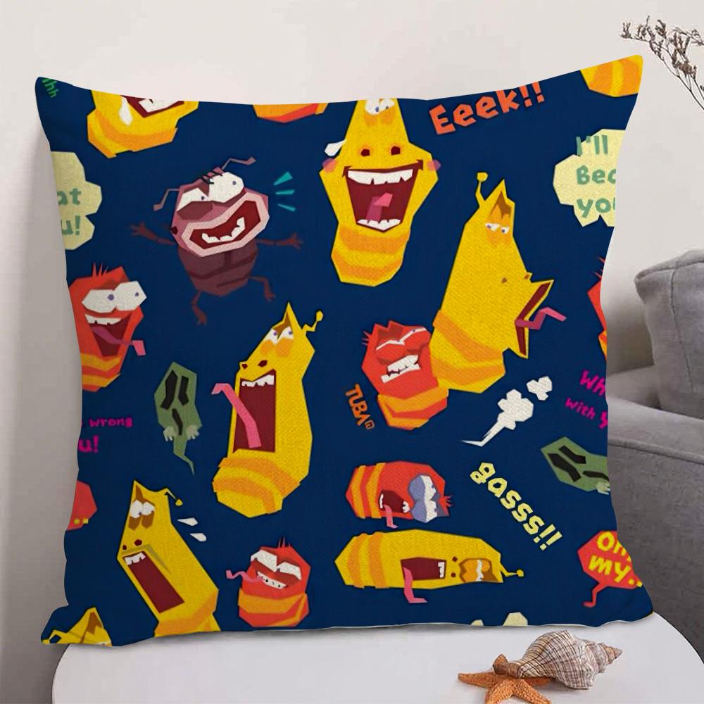 Classic Funny Anime LLarva Cushion Cover Natural Linen Organic Fabric DoubleSided Printing Sofa Home Decor Gift Pillow Case