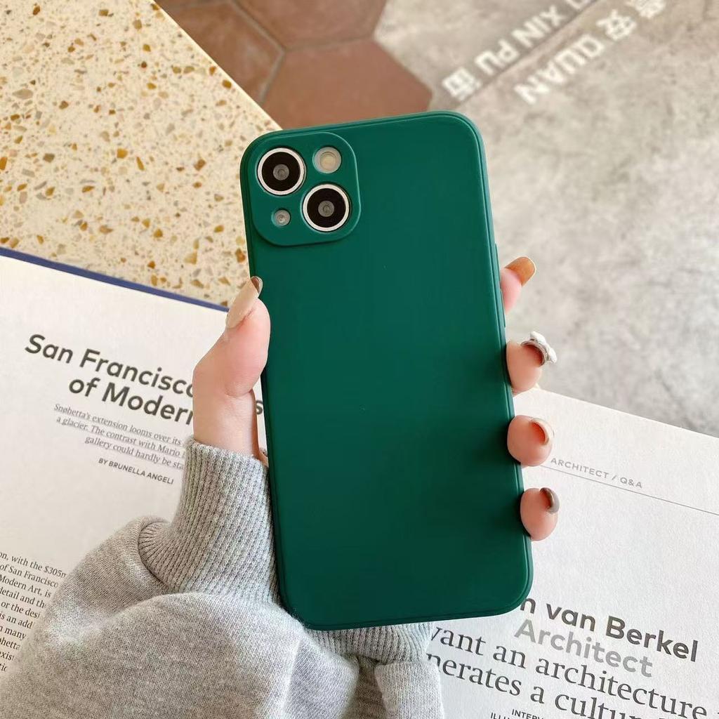 Applicable To Apple 17 Straight Edge Rubik's Cube Fine Hole 15plus Mobile Phone Case Liquid Silicone 14Pro Solid Color 13/12/16 X