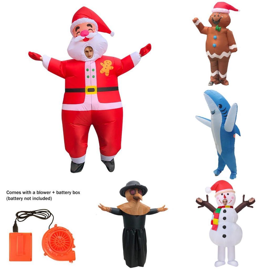 Dospělý nafukovací kostým Santa Claus, Sněhulák, Perníkový muž pro cosplay a halloweenské večírky