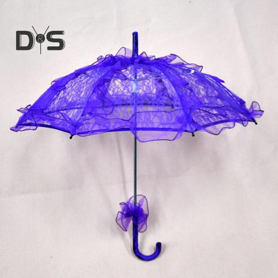 Vintage Lace Embroidery Umbrella Long Handle Lightweight Decorative Umbrella Wedding Party Bridal Dance Stage Performance Parasol Photography Props