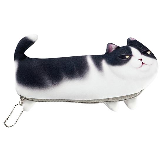 Simulation Cat Pen Bag Large Capacity Zipper Beaded Chain Dust-proof Portable Boys Girls Students Pencil Stationery Pouch Case School Supplies