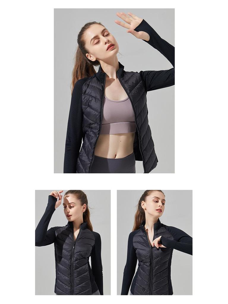 LULU Slim Fit Windproof Down Yoga Jacket - Warm, Thin, and Ideal for Outdoor Running & Sports.