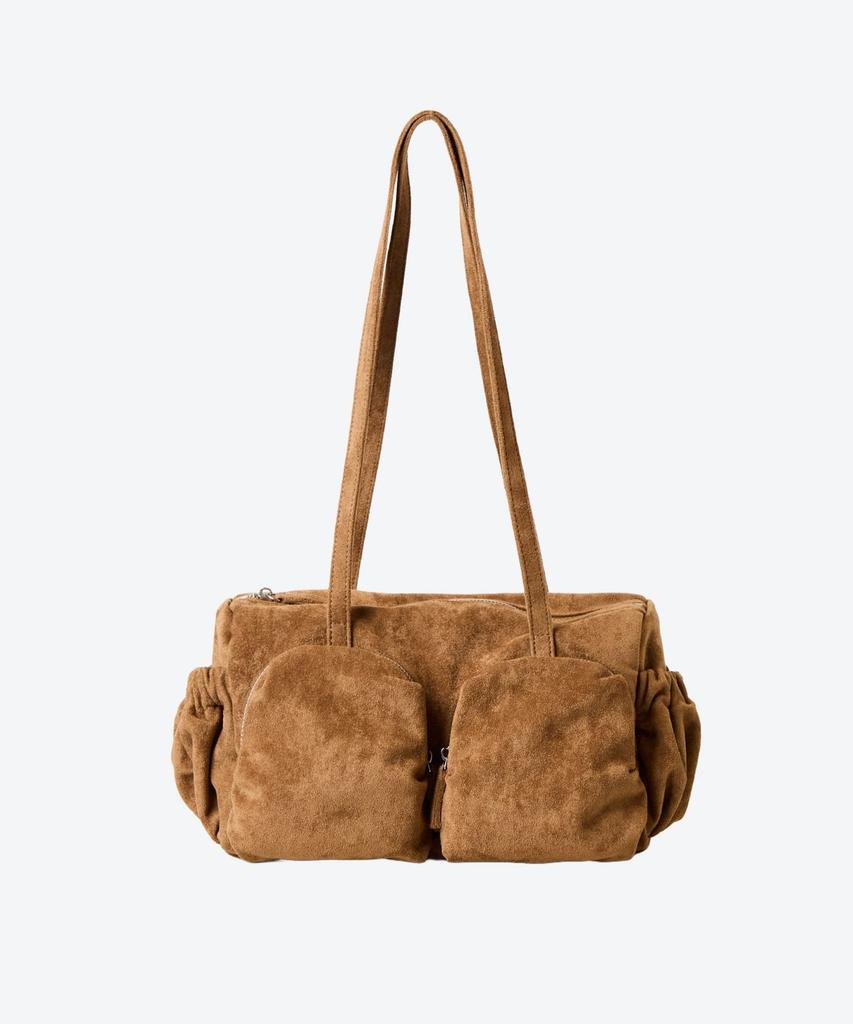 Shoopen Suede Shirred Pocket Shoulder Bag Hpabggf906