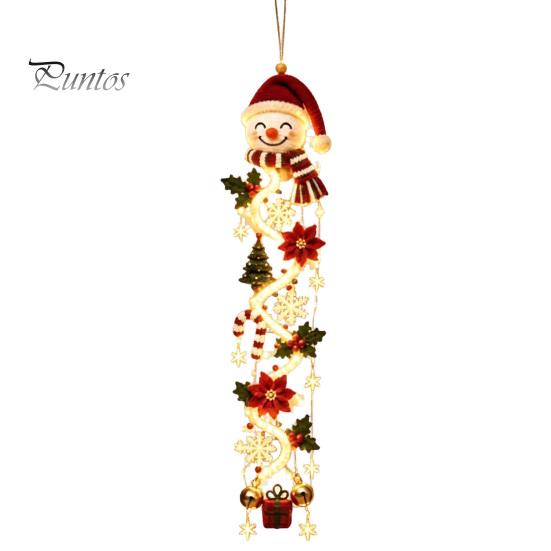 Snowflake Xmas Mantel Accents Glowing Christmas Door Hanger, Crochet Spiral Ornament with LED Lights, Snowman Santa Reindeer Decorative Winter