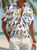 Camicia Casual da Uomo con Stampa Pappagallo a Maniche Corte, Realizzata in Poliestere, Colore Misto, Disponibile in Diverse Taglie, Alla Moda per l'Uso Quotidiano e Sociale