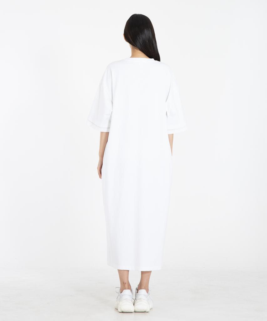 Row To Row Wrd030 Fine Cotton Boxy Fit Tee Dress (Cotton White)