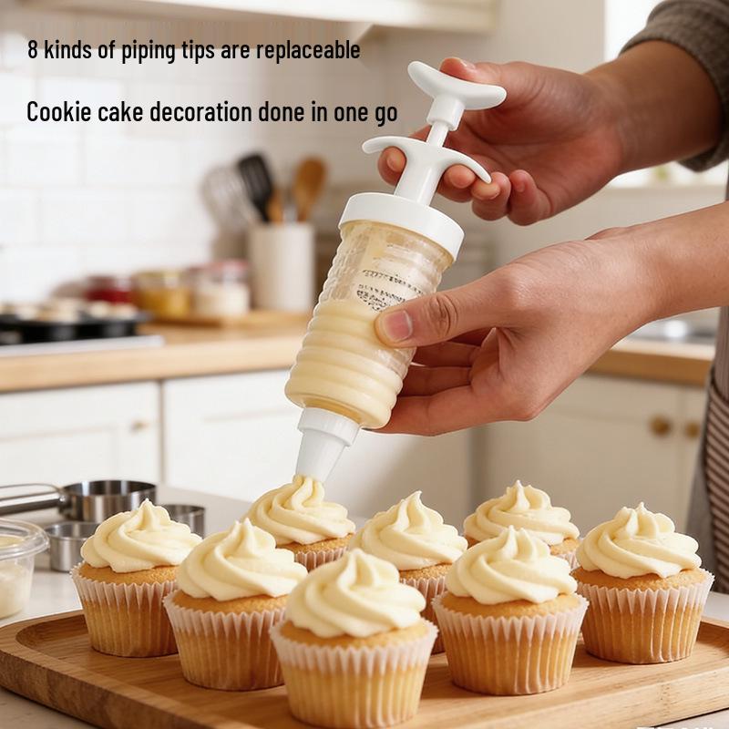 Plastic Nozzle Set & Press-Type Piping Tools for Cream Cake Baking