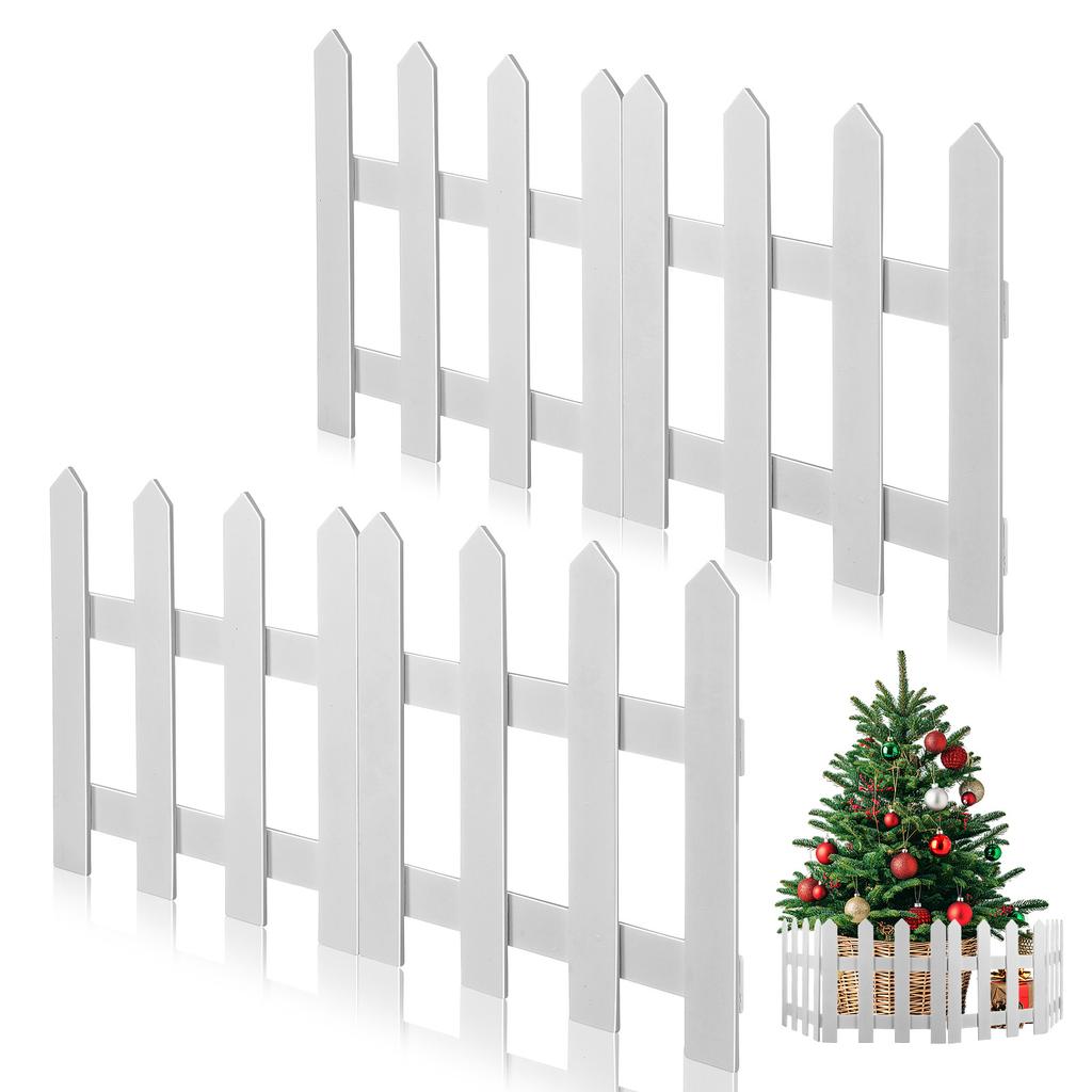1Set Wooden Picket Fence Eco-Friendly Decorative Garden Courtyard Christmas Tree Miniature Holiday Decoration White 1.2m