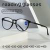 Women & Men Spring Hinge Strength 1.0x ~ 4.0x Oval Frame Presbyopia Eyeglasses Anti-blue Light Glasses Reading Glasses