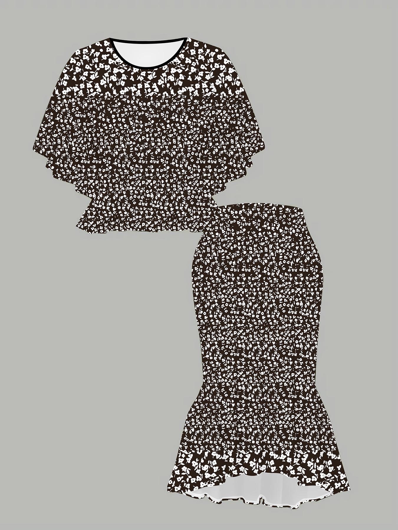 

3D Printed Classical Totem Women s Print, Fashionable Large-sized, Elegant, Versatile for All Seasons. T-shirt, Skirt and Set 1XL коричневий