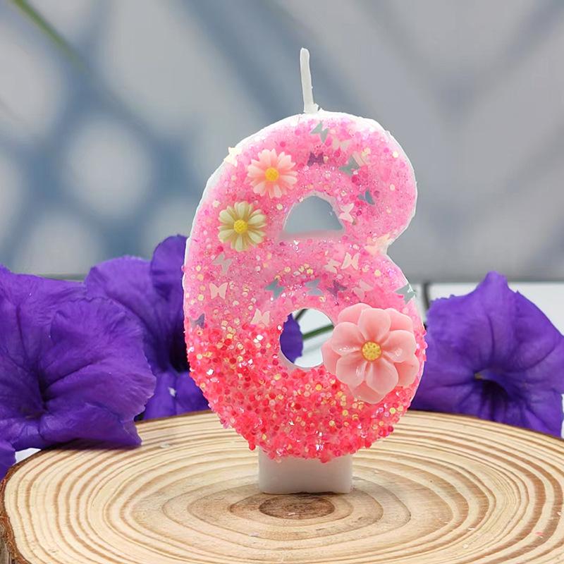 Flower Sea Digital Candle Creative Design Birthday Cake Party Decoration Handmade DIY Candle Independent Packaging