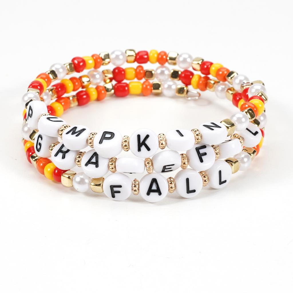 JYL TS Bracelet Bohemian Set Patrick's Day  Letter Beads Attracts Luck