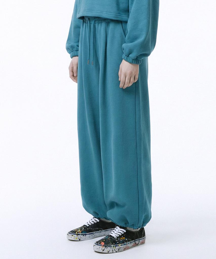 PRINOAR String Single-Pleat Wide Pants - Peacock Green