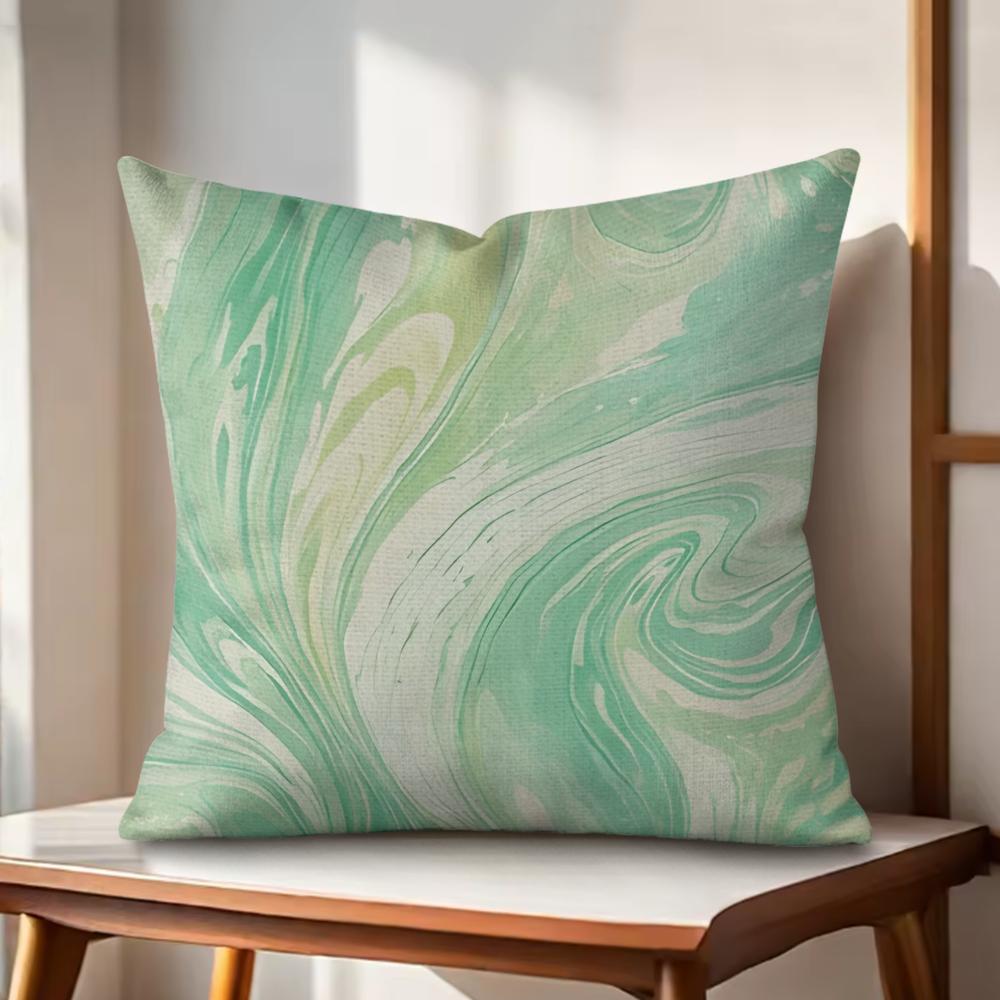 Marble Pattern Cushion Cover Natural Linen Organic Fabric DoubleSided Printing Couch Pillow Covers Home Decor Gift