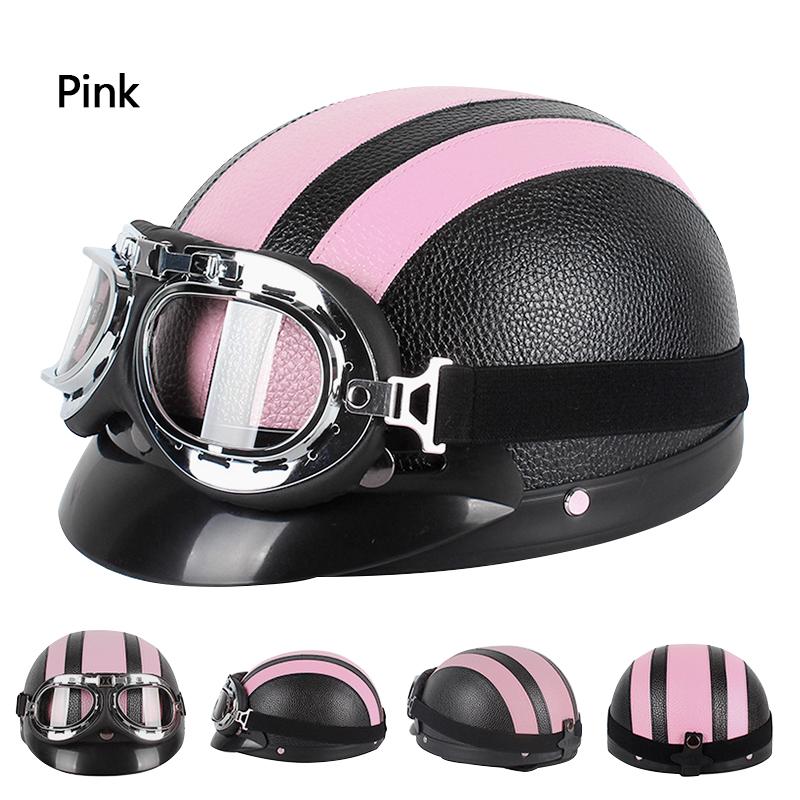 Hot Sell Brown Synthetic Leather Vintage Motorcycle Motorbike Vespa Open Face Half Motor Scooter Helmets & Goggles