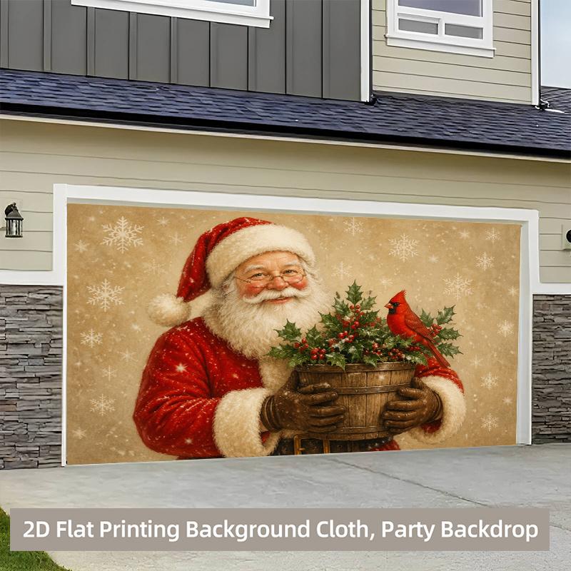 1Pcs Santa Holding Bouquet Decoration Background Winter Backdrop Decorations For Photo Studio Photo Booth Christmas Party