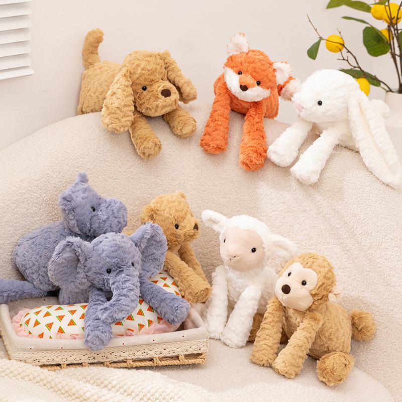 Cute Animal Plush Toy: Elephant, Monkey, Rabbit, Hippo, Puppy, Lamb Comfort Doll