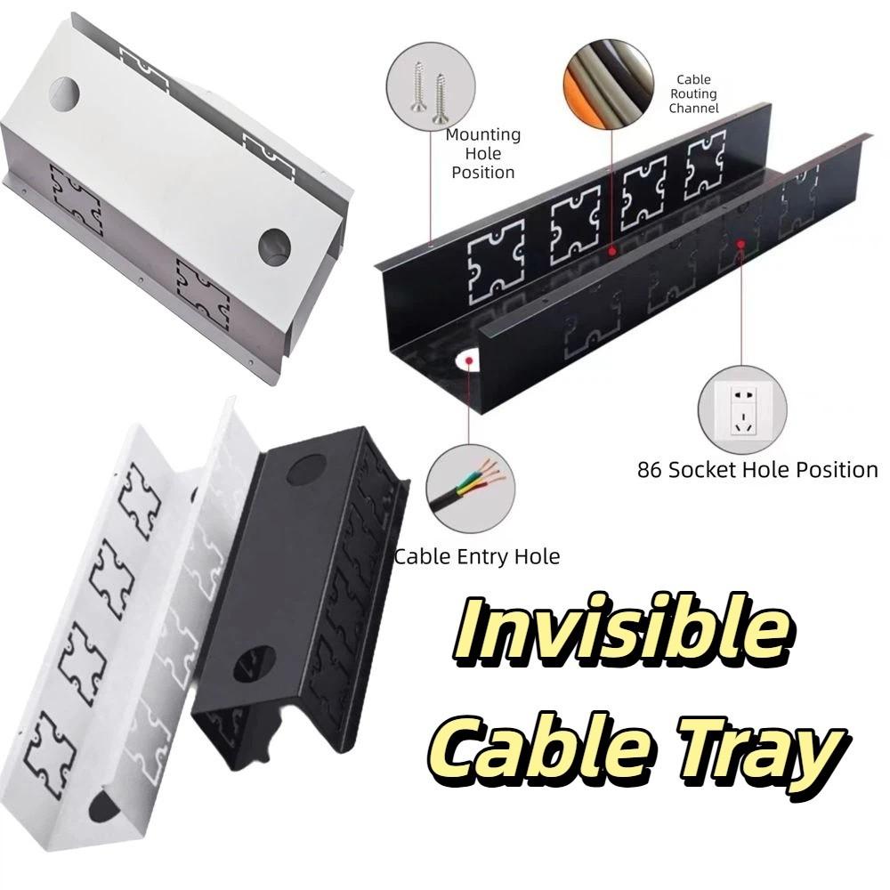 U-Shape Structure Under-Desk Cable Management Tray U-Type Cable Organizer  Computer Desk