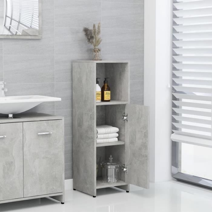 VidaXL Armoire de salle de bain Gris béton 30x30x95 cm Aggloméré