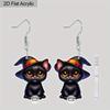 2D Flat Halloween Earrings for Women, Cute Black Cat Earrings for Halloween Party, Halloween Theme Jewelry for Women