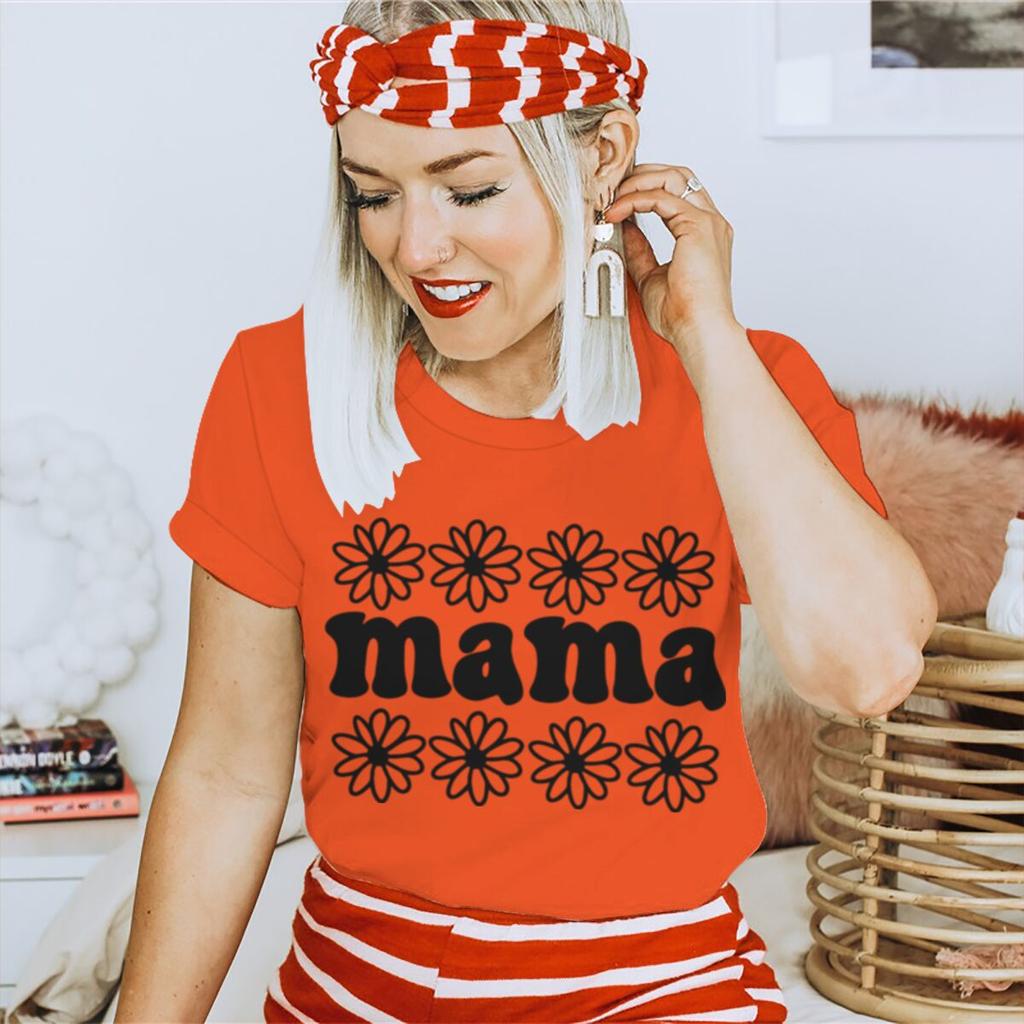 2026 Mama Vintage Flower Print T Shirts Mom Life Casual Short Sleeve Streetwear Women Fashion Mothers Gifts Tshirts Tops