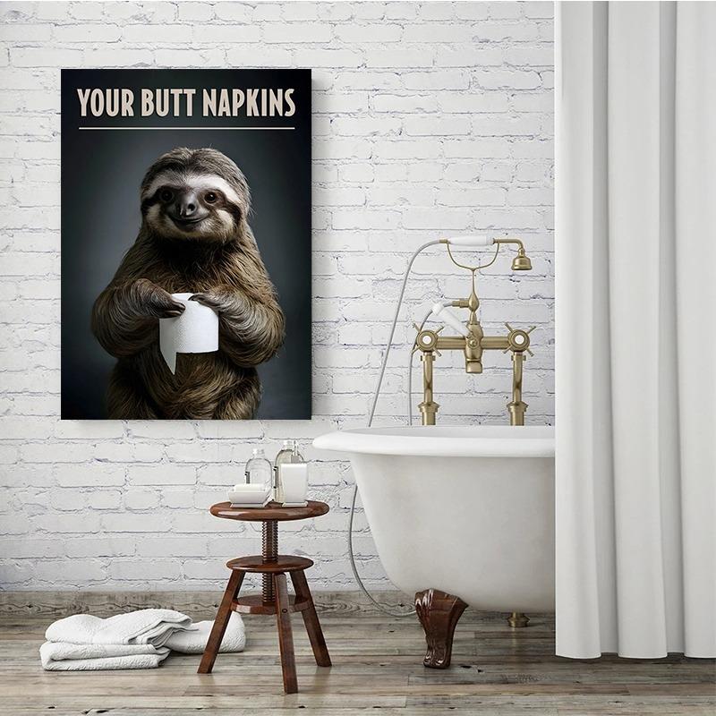 Your Butt Napkins Canvas Painting Panda Cat Raccoon Monkey Pug Poster Prints Funny Toilet Picture Modern for Bathroom Decor