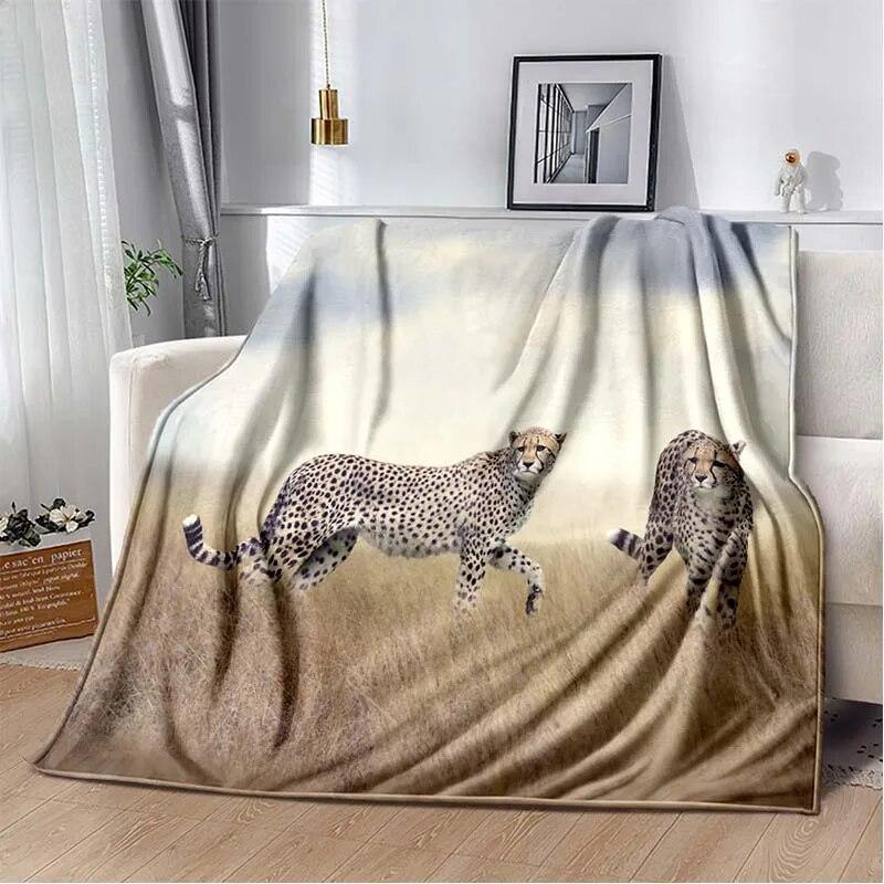3d Tier Gepard Leopard Cartoon Blanket for Bed Picnic Blanket Sofa Thin Blanket Air Conditioning Blanket Customized Blankets