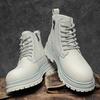 New Cool Men Women Cow Leather Boots Street High Top Casual Shoes Warm Plush Ankle Boots