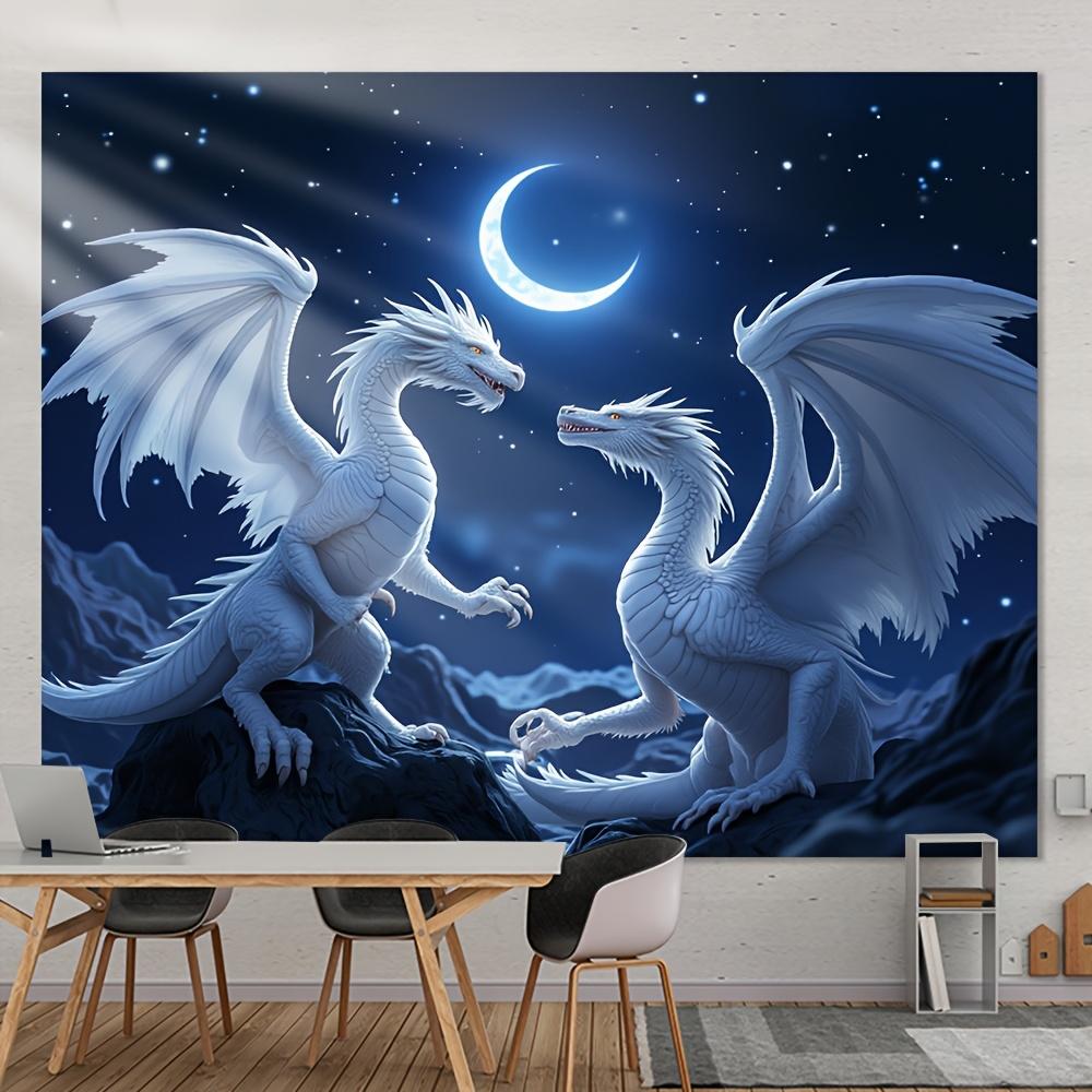 1pc Yin Yang Dragons Wall Decal Polyester Fabric Multipurpose Room Decor No Electricity Needed Universal Holiday Banner 74x94cm(29x37in)