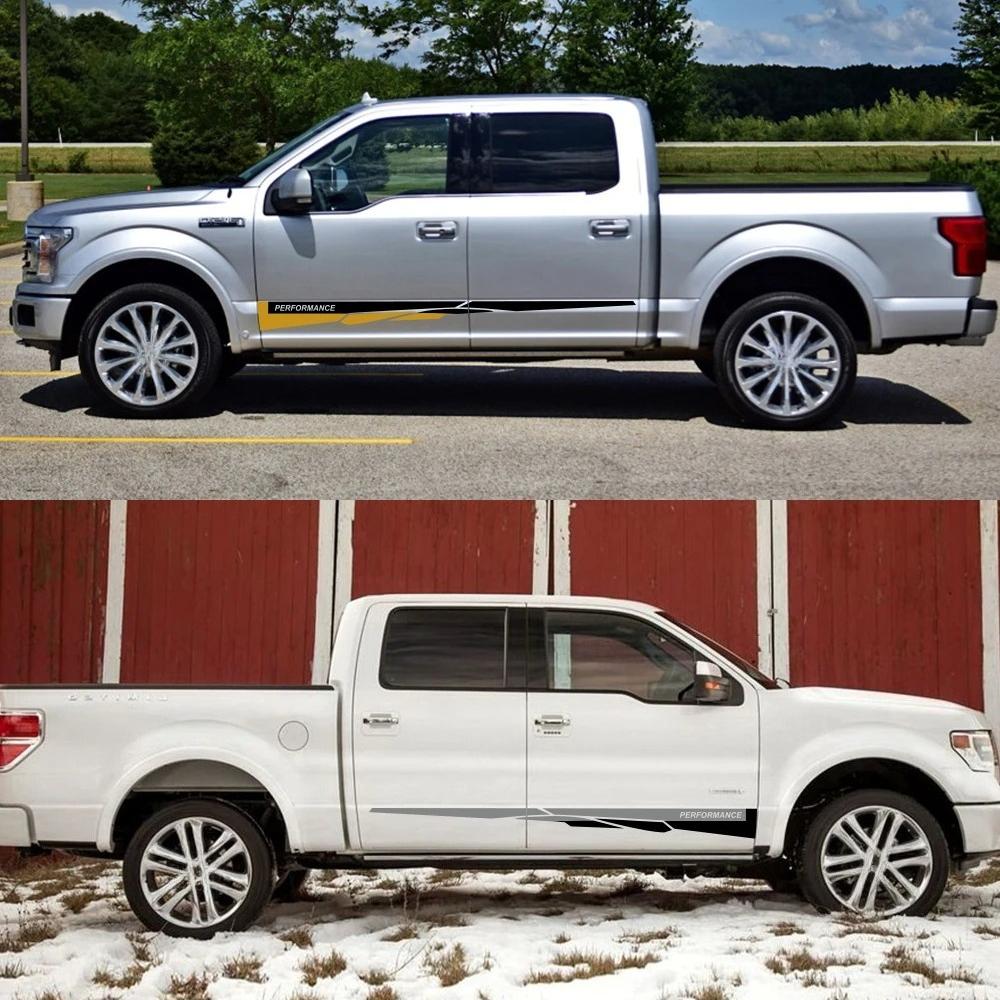 2Pcs Car Side Stickers Vinyl Film Styling For Ford Raptor F150 F250 F350 F450 F550 F650 F750 Ranger Pickup Car Tuning Accessorie