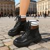 Thick-soled thick-heeled lace-up Martin boots for women's autumn new versatile belt buckle Martin boots for women