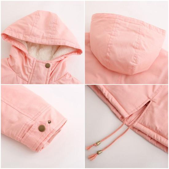 Women Coat Hooded Zipper Cotton Blend Prevent Coldness Women Jacket for Outdoor