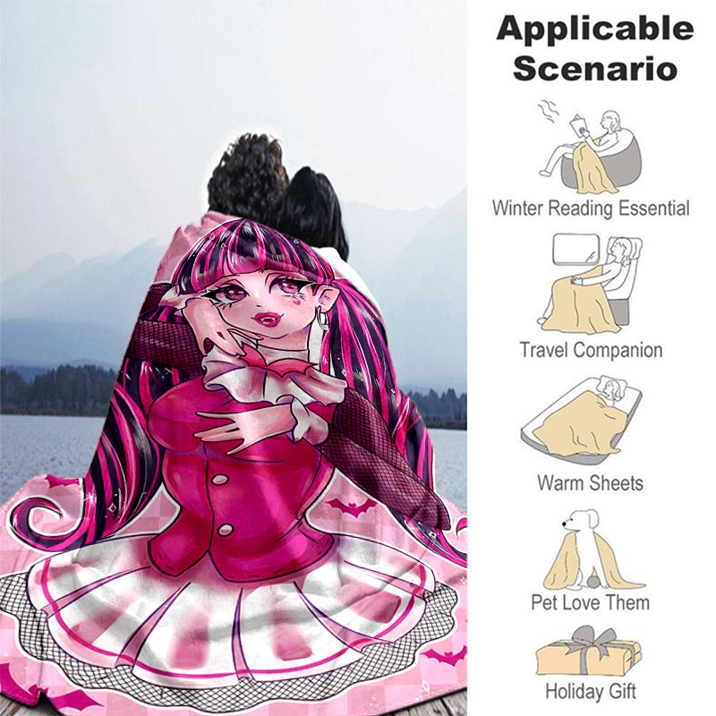 1pc Blanket Monster High1 Print Design, Lightweight Blanket for Sofa, Bed- Soft &Warm, Gift for All Seasons Like Christmas, Halloween