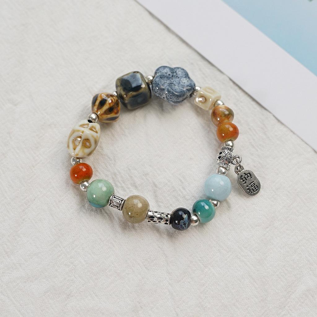 Ceramic beaded bracelet small fresh ancient style national style simple bracelet summer