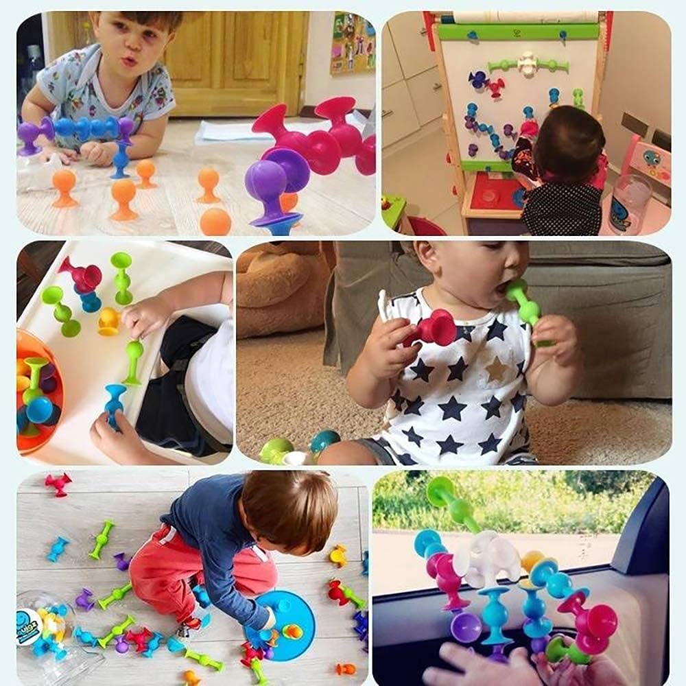 154 Pieces New Sensory Blocks Suction Cup Toys Building Blocks Assembly Bath Toys Boys Girls Birthday Gift DIY Squigs Toy Children's