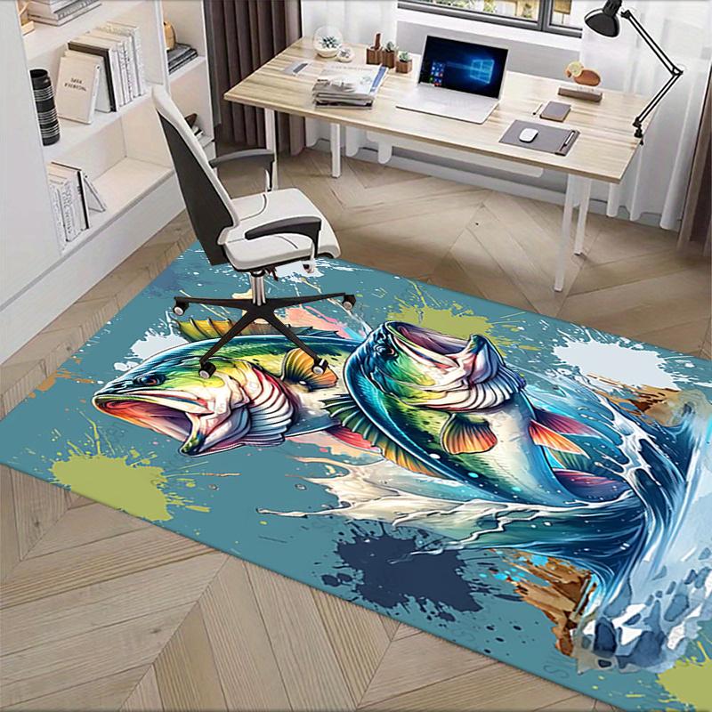 Fishing Enthusiast Theme Chair Mat Office Carpet Oversized Rug for Home Decor, Sofa Carpet, Desk Chair Mat, Gift Idea for Office and Living Room