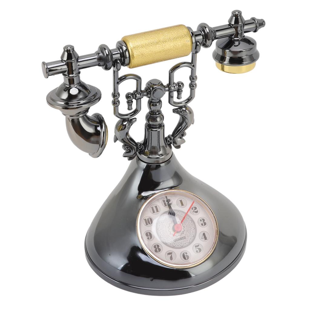 Vintage Telephone Alarm Clock Unique Elegant Accurate Time Bedside Clock Decoration for Home Cafe Office