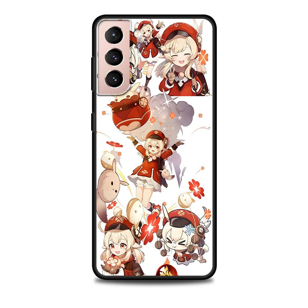 Klee Genshin Impact Case for Samsung Galaxy S23 S10e S10 S21 FE S22 S9 S24 Ultra S20 Plus Soft Black TPU Phone Cover Bumper