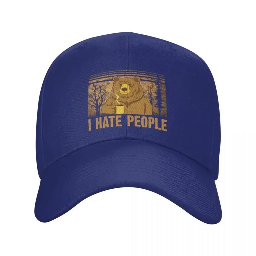 Fashion Camping Bear I Hate People Baseball Cap Women Men Custom Adjustable Unisex Dad Hat Spring Snapback Caps